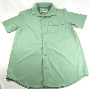 Duluth Trading Casual Short Sleeve Button Up Shirt Mens Size Medium M Green